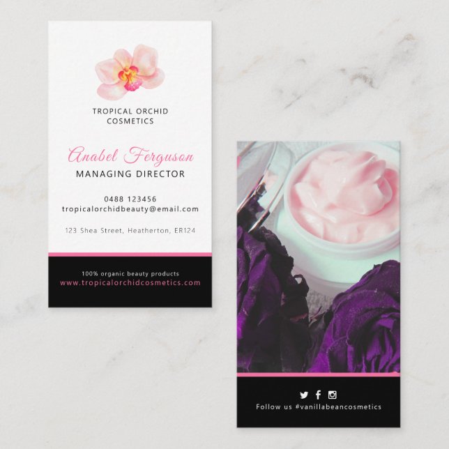 Orchid beauty health company photo custom business card (Front/Back)