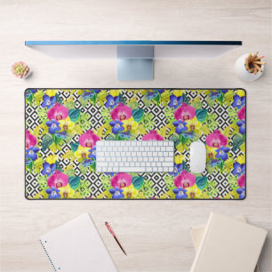 Orchid Begonia And Palm Leaves Desk Mat