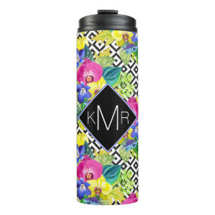 Orchid Begonia And Palm Leaves   Monogram Thermal Tumbler