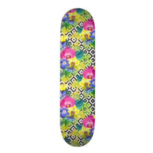 Orchid Begonia And Palm Leaves Skateboard