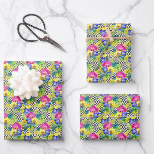 Orchid Begonia And Palm Leaves Wrapping Paper Sheet