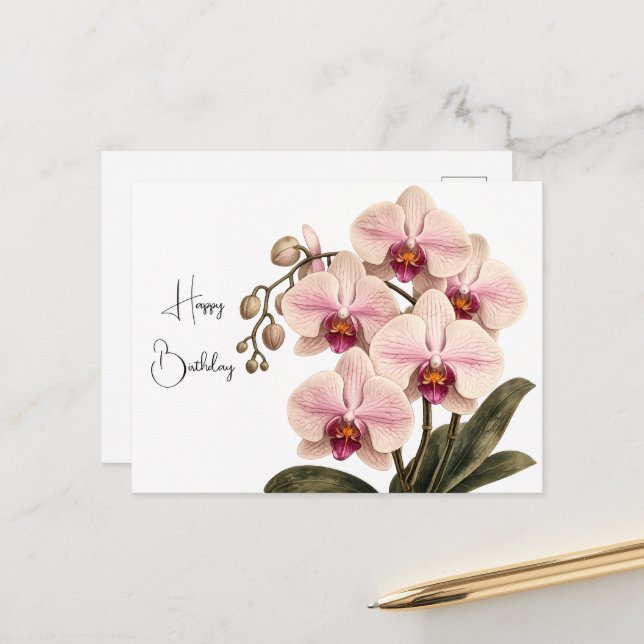 orchid birtdhay postcard (Front/Back In Situ)