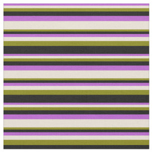 Orchid, Bisque, Green, and Black Lines Fabric
