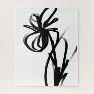 Orchid Blanc: Abstract White & Black Jigsaw Puzzle