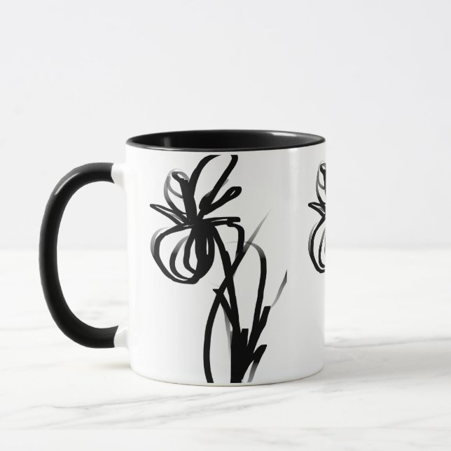 Orchid Blanc: Abstract White & Black Mug (Left)