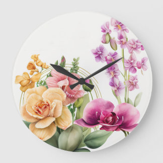 Orchid Blast Large Clock