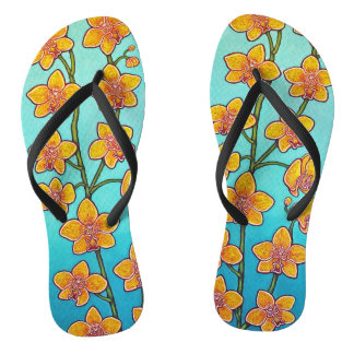 Orchid Bliss Flip Flops Thin Strap by Lisa Lorenz