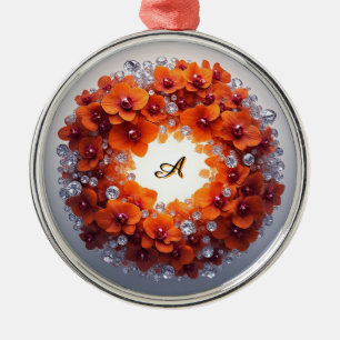 Orchid Blossoms Embedded in Crystals Metal Tree Decoration