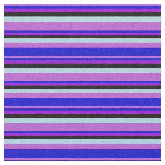 Orchid, Blue, Dark Violet, Black & Light Blue Fabric (Close Up)