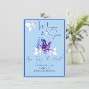 Orchid Blue & Lavender Save The Date Wedding Card
