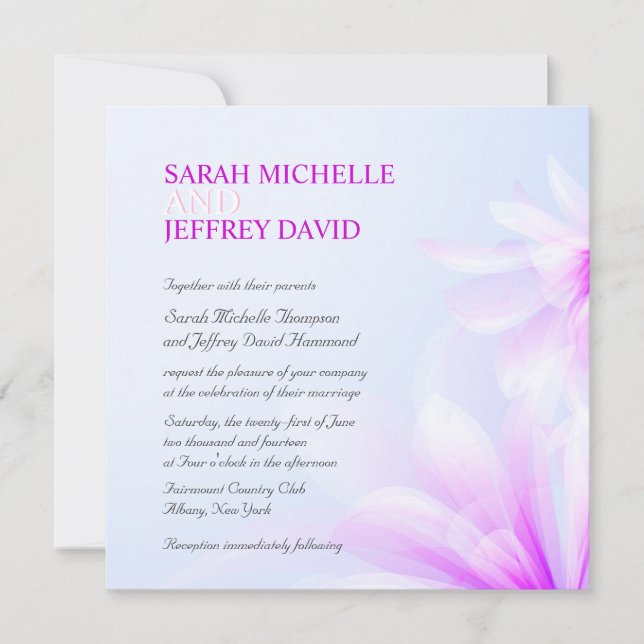 Orchid Blue Violet Floral Wedding Invitations (Front)