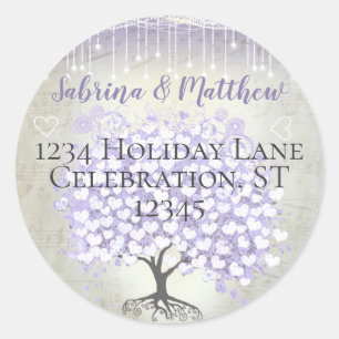 Orchid Blush Lavender Heart Leaf Tree Wedding Seal