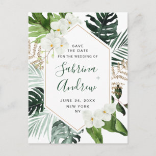 Orchid Bohemian Greenery Wedding Save The Date Postcard