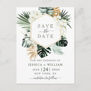 Orchid Bohemian Greenery Wedding Save The Date Postcard