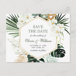 Orchid Bohemian Greenery Wedding Save The Date Postcard