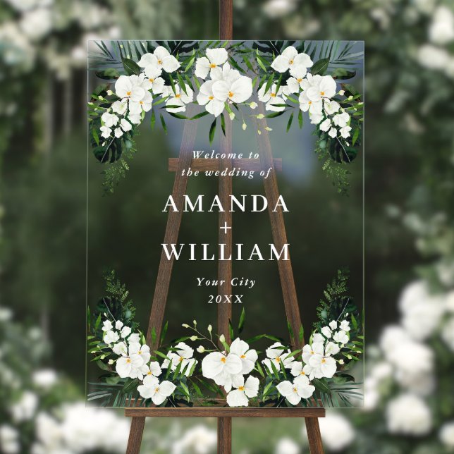 Orchid Bohemian Greenery WEDDING Welcome Acrylic Sign (Creator Uploaded)