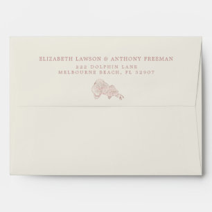 Orchid Botanical Ivory and Dusty Rose Envelope