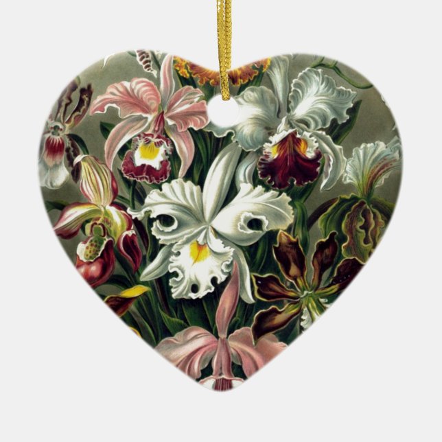 Orchid Botanical Print Ceramic Tree Decoration (Front)