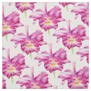 Orchid botanical watercolor pink repeat pattern fabric