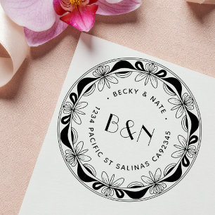 Orchid & Bows Wooden Return Address Stamp