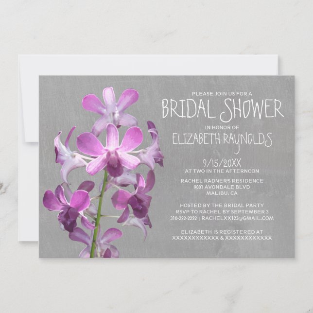 Orchid Bridal Shower Invitations (Front)