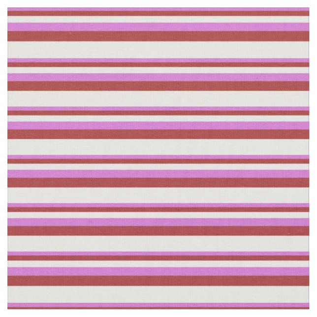Orchid, Brown, and White Lines/Stripes Pattern Fabric (Close Up)
