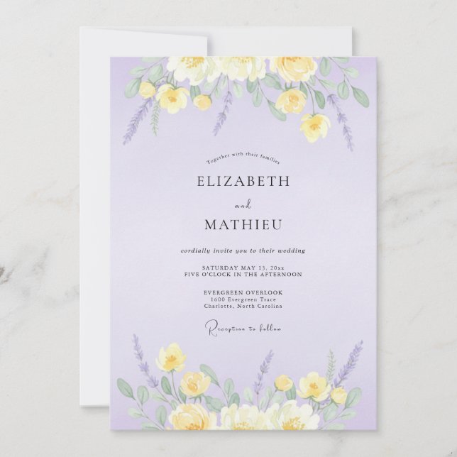 Orchid Butter Petal Wedding Invitation (Front)