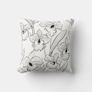 Orchid , Cattleya , sketch Cushion