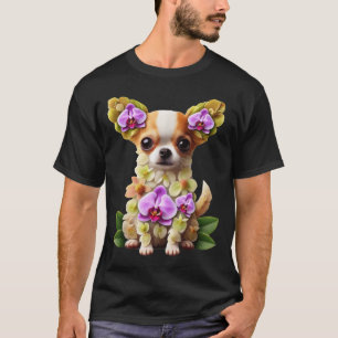 Orchid Chihuahua Dog Flower Gardening Floral  T-Shirt