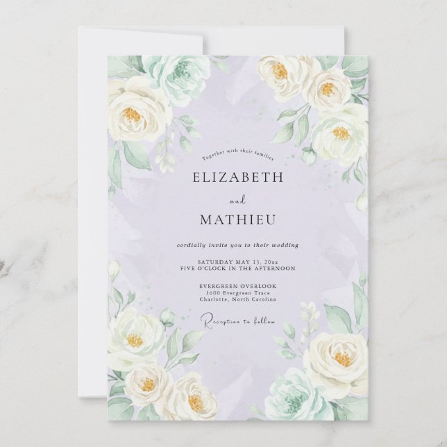 Orchid Cream Peony Wedding Invitation (Front)