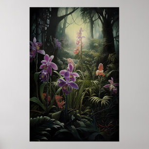 Orchid Dark Academia Print, Wild Forest, Gothic Poster