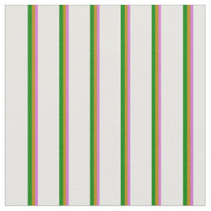 Orchid, Dark Goldenrod, Green & White Pattern Fabric