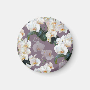 Orchid dark lavender watercolor. magnet