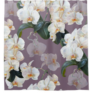 Orchid dark lavender watercolor. shower curtain