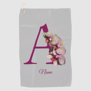 Orchid Elegant Monogram Initial A Your Name Golf Towel