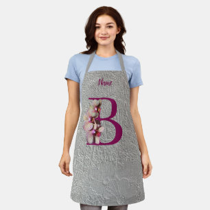 Orchid Elegant Monogram Initial B Your Name   Apron