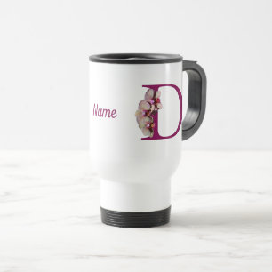 Orchid Elegant Monogram Initial D Personalised Travel Mug
