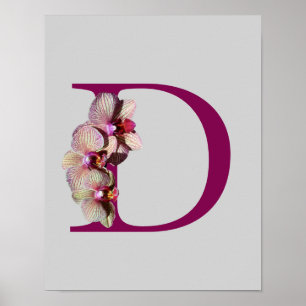 Orchid Elegant Monogram Initial D Poster