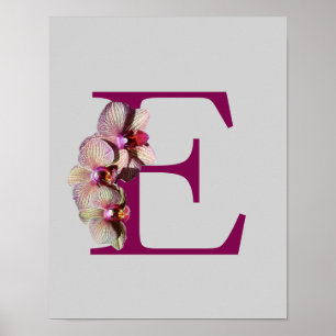 Orchid Elegant Monogram Initial E Poster