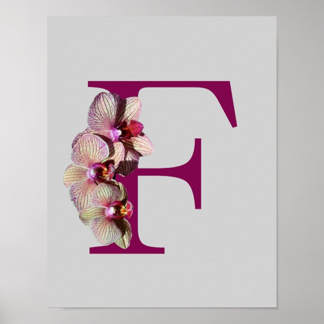 Orchid Elegant Monogram Initial F Personalised Poster (Front)