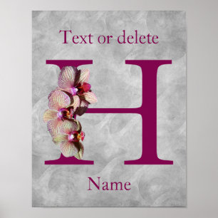 Orchid Elegant Monogram Initial H Personalized Poster