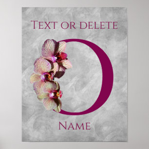Orchid Elegant Monogram Initial O Personalised Poster