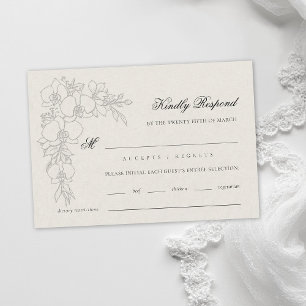 Orchid Elevated Ecru Formal Traditional Wedding RSVP Card