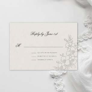 Orchid Elevated Ecru Traditional Formal Wedding RSVP Card