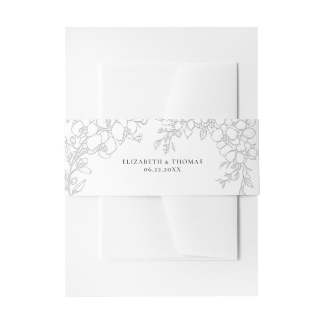 Orchid Elevated White Formal Traditional Wedding Invitation Belly Band (Front Example)