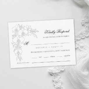 Orchid Elevated White Formal Traditional Wedding RSVP Card