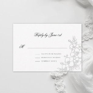 Orchid Elevated White Traditional Formal Wedding RSVP Card