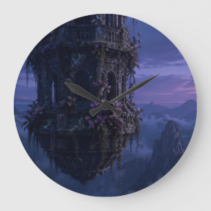 Orchid Floating Tower Gothic Garden Wall Clock