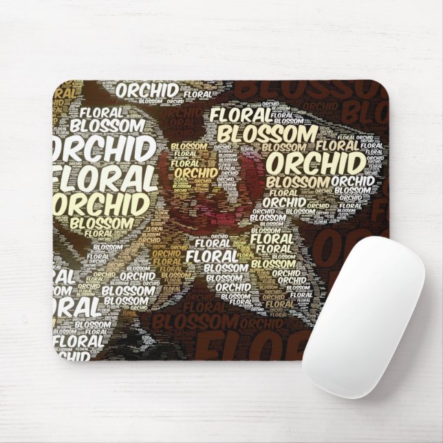 Orchid, Floral, Blossom Typography Embedded Photo Mouse Pad (With Mouse)