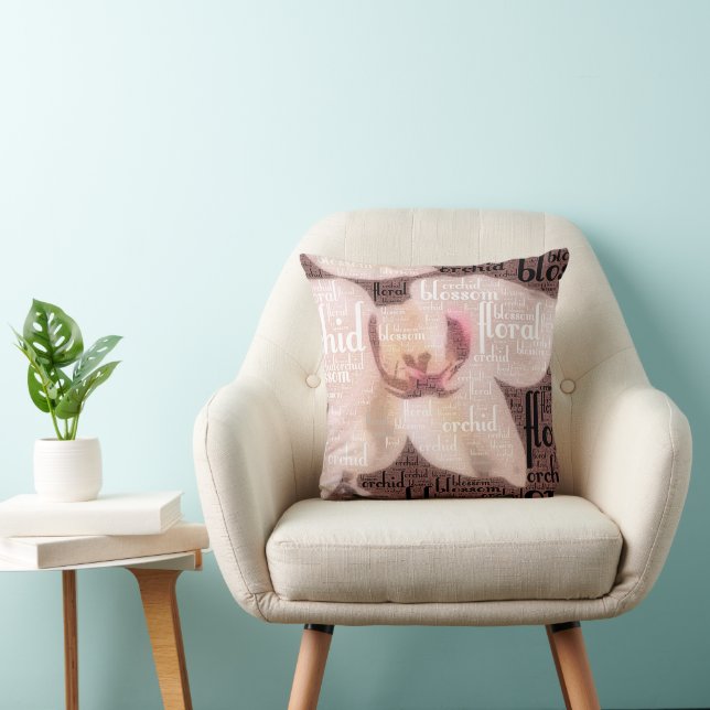 Orchid Floral Blossom Word Cloud Cushion (Chair)